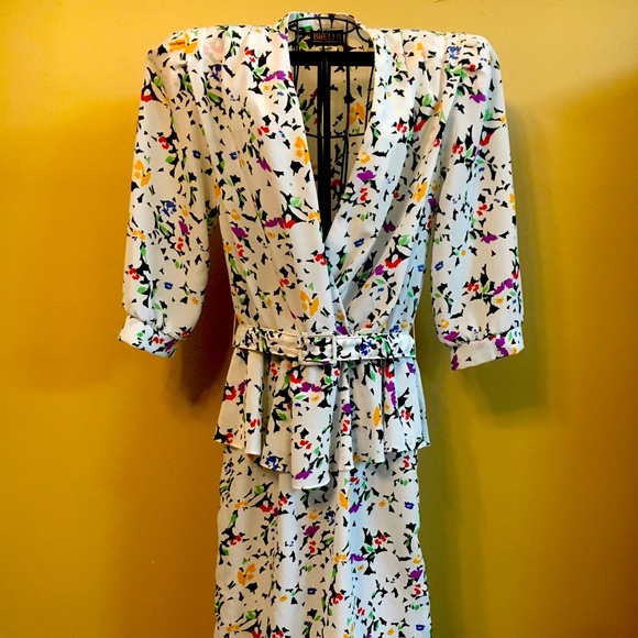 Breli II Vintage 80s Peplum Dress - Picture 1 of 13